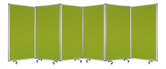 71" Green Iron Folding Six Panel Screen Room Divider