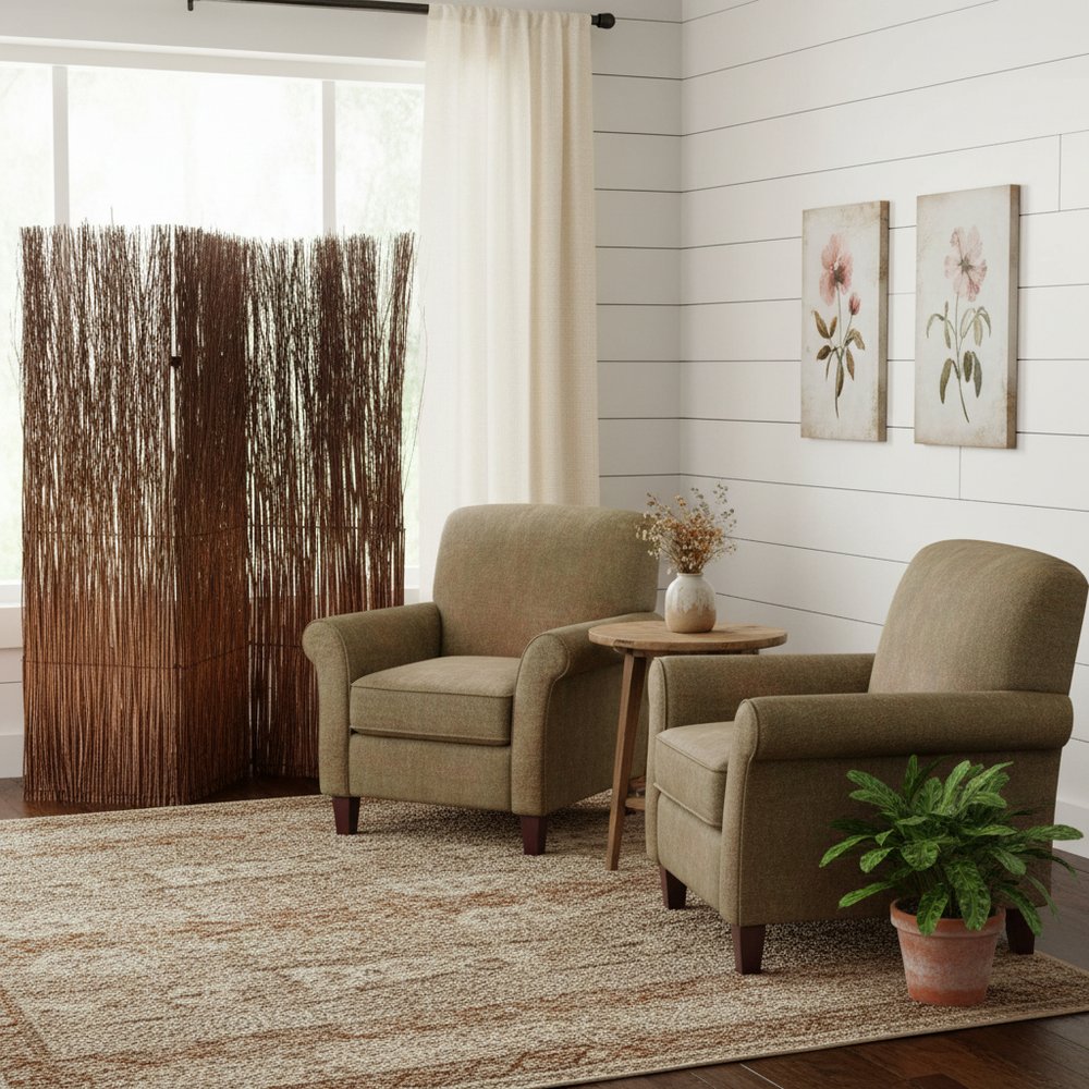 84" Brown Rattan Folding Three Panel Screen Room Divider