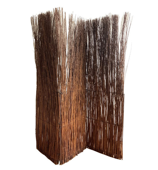 7' Rustic Willow Branch Three Panel Room Divider Screen