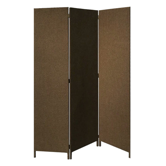 71" Brown Folding Three Panel Screen Room Divider