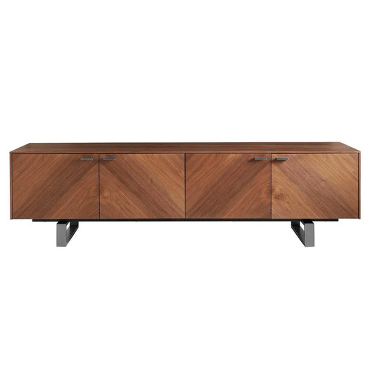 71" Brown Wood Cabinet_Enclosed storage TV Stand