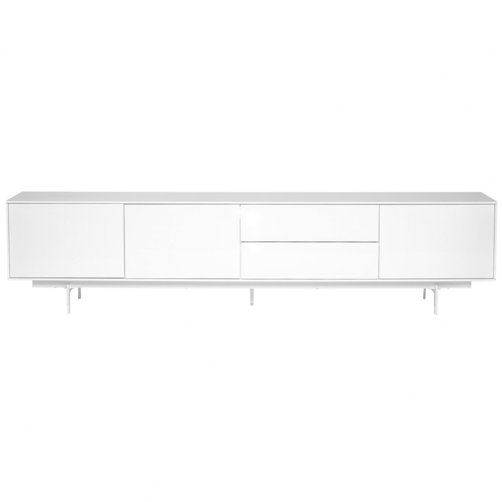 82" White Manufactured And Wood Cabinet Enclosed Storage TV Stand