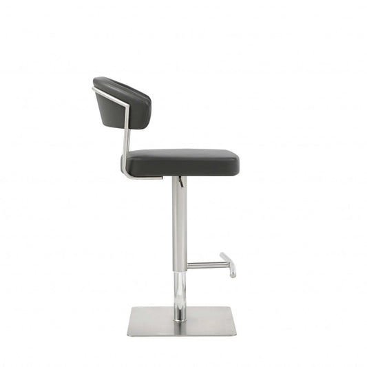 Black And Silver Faux Leather And Steel Bar Chair