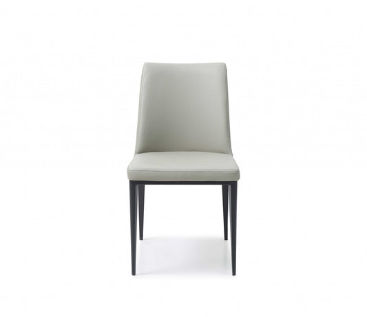 Set of Two Gray and Black Upholstered Faux Leather Dining Side Chairs