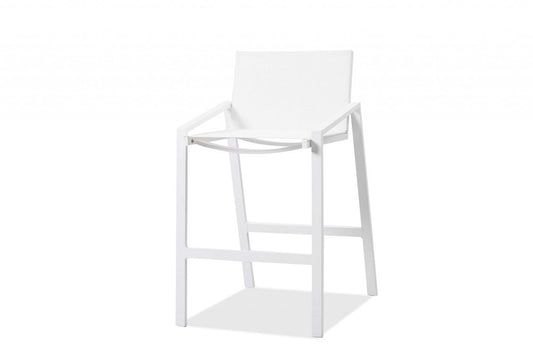 28" White Iron And Steel Counter Height Bar Chair