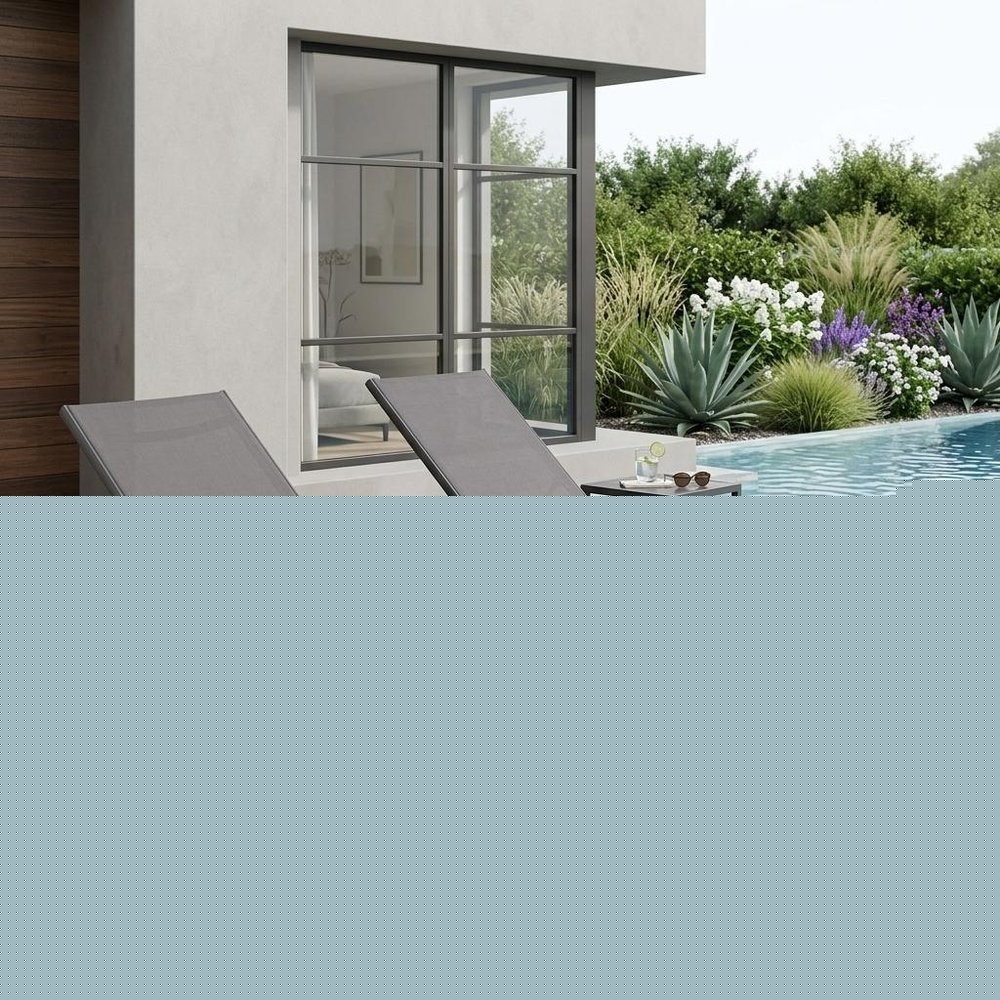 Set of Two 23" Taupe Metal Outdoor Chaise Lounge