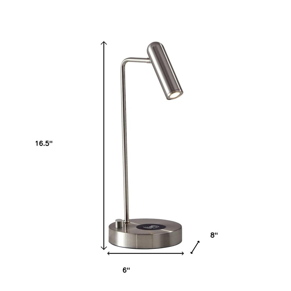 17" Brass Metal LED Desk Lamp With USB And Wireless Charging