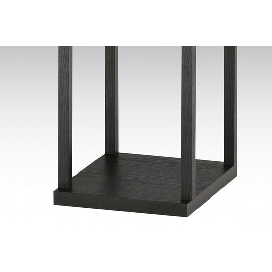72" Black And White Solid Wood Column With White Cotton Shade