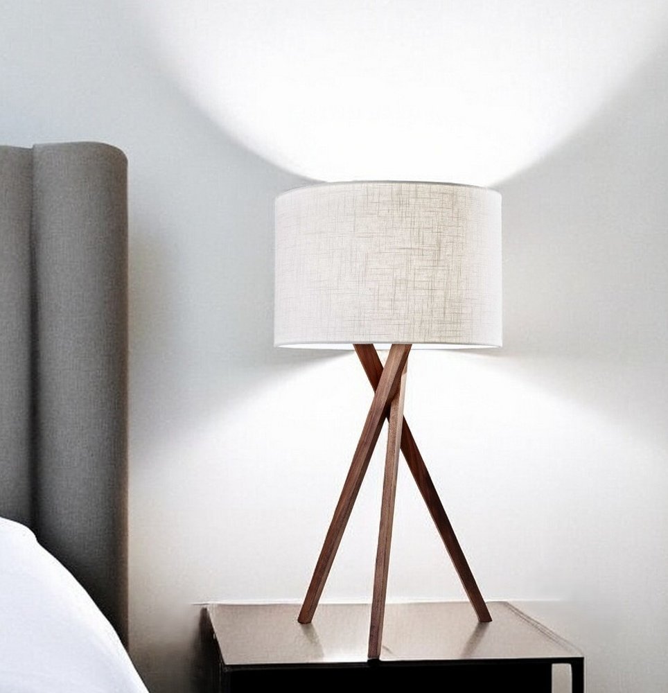 Tripod Leg Walnut Wood Table Lamp