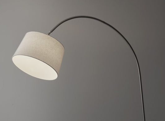 83" Silver Arc Floor Lamp With White Linen Empire Shade