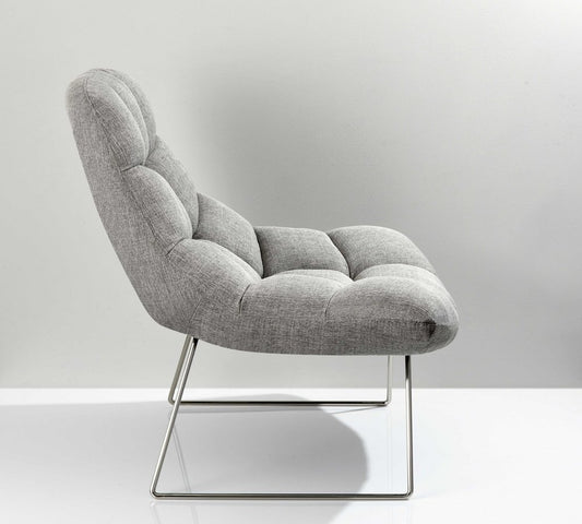 40" Gray and Silver Upholstered Tufted Butterfly Chair
