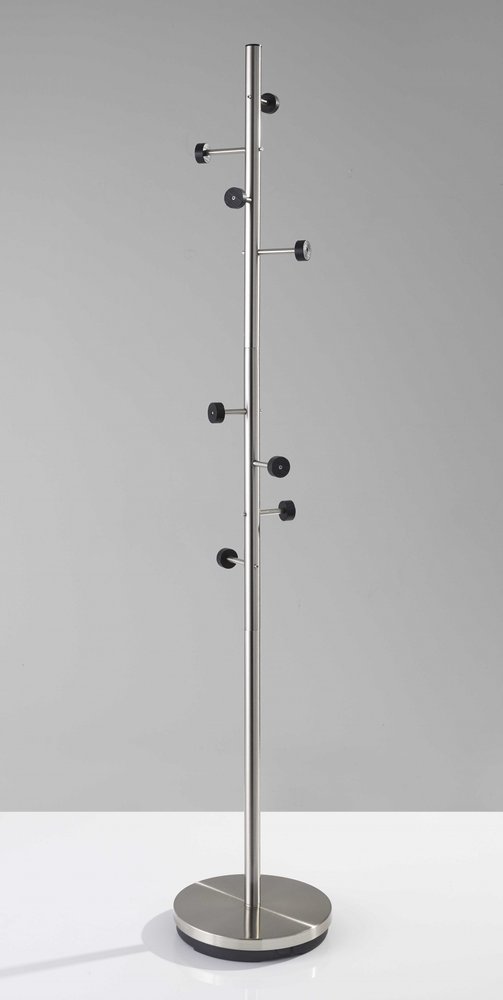 68" Brushed Steel Brushed Steel Coat Rack
