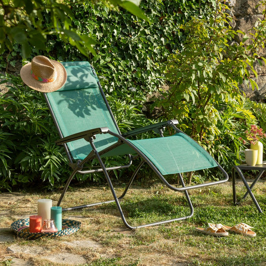 27" Blue Metal Outdoor Zero Gravity Chair with Blue Cushion