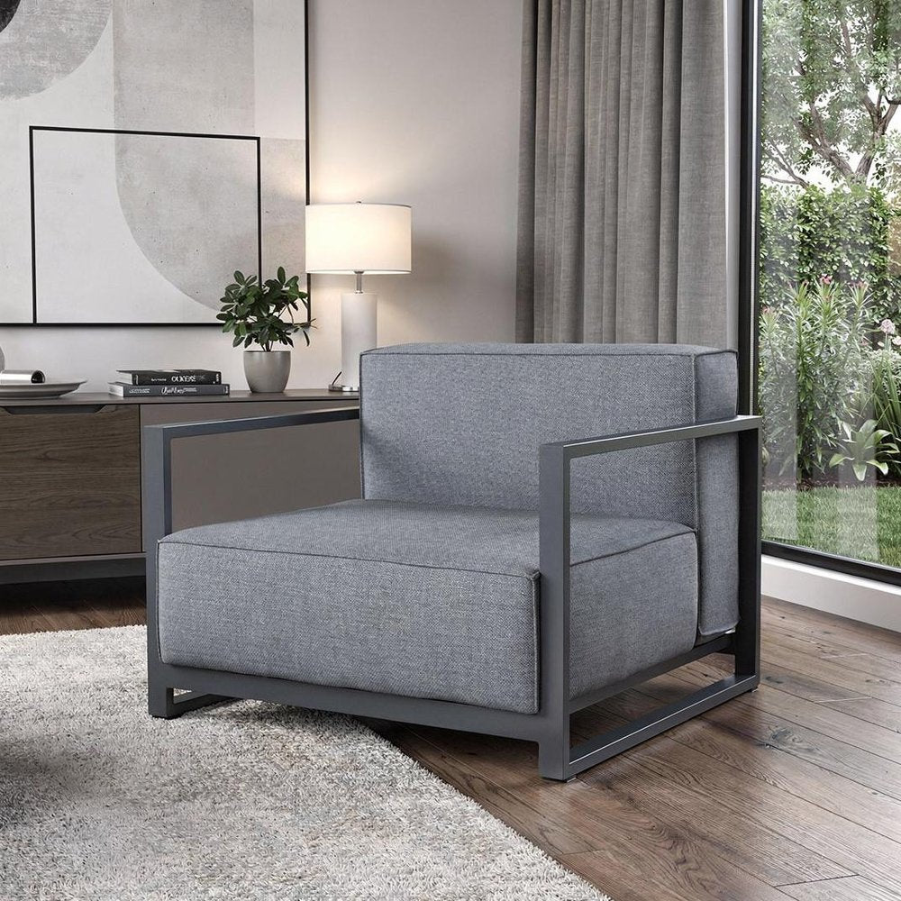 39" Gray Fabric Arm Chair