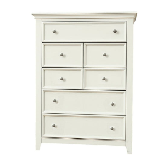 36" White Solid Wood Seven Drawer Dresser