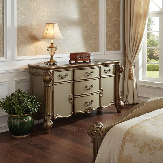 71" Gold Solid Wood Dresser