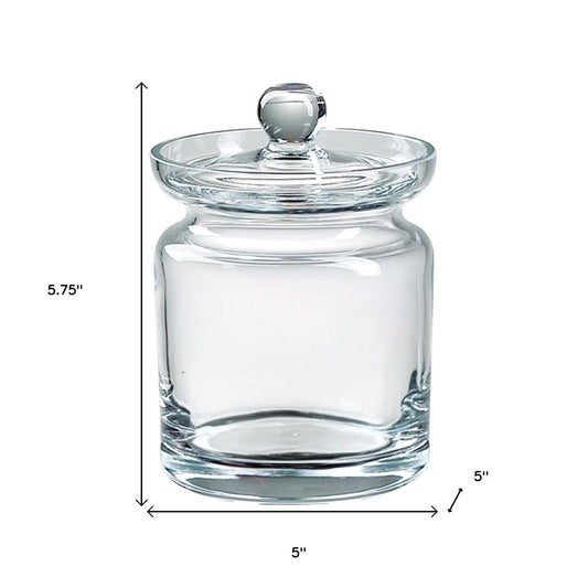 6" Clear Mouth Blown Crystal Biscuit Jar
