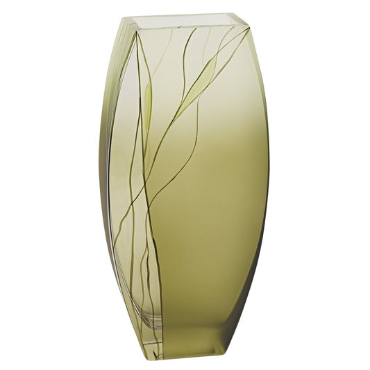 12" Green Abstract Lead Free Crystal Table Vase