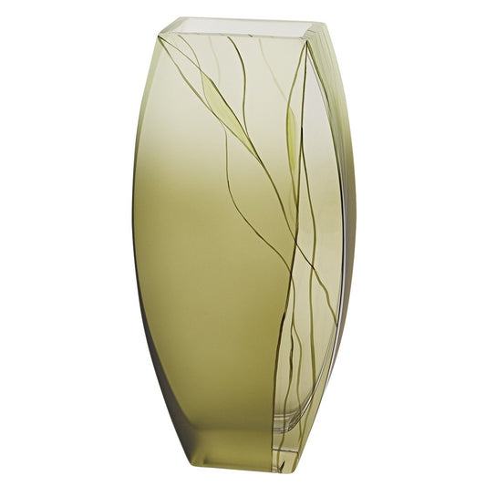 12" Green Abstract Lead Free Crystal Table Vase