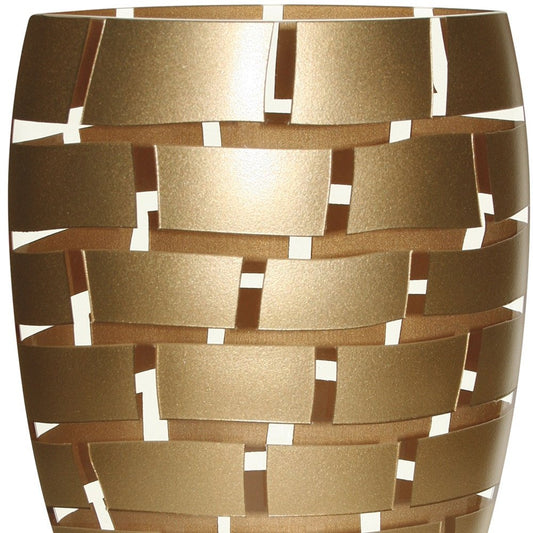 12" Gold And Clear Geometric Oval Lead Free Crystal Table Vase