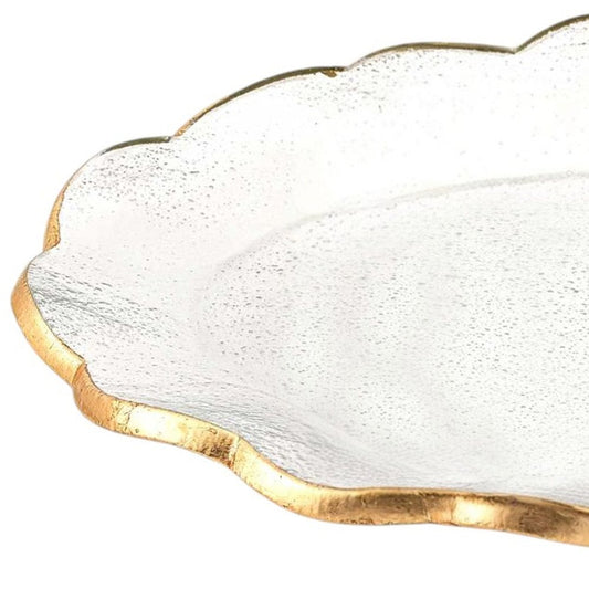 10" Clear And Gold Glass Platter