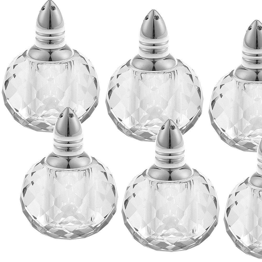 Individual Silver Crystal Zendra Design Salt And Peppers Gift Boxed 6 Pc Set