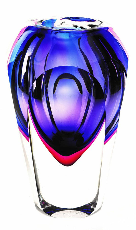 10" Purple Cylinder Crystal Glass Table Vase