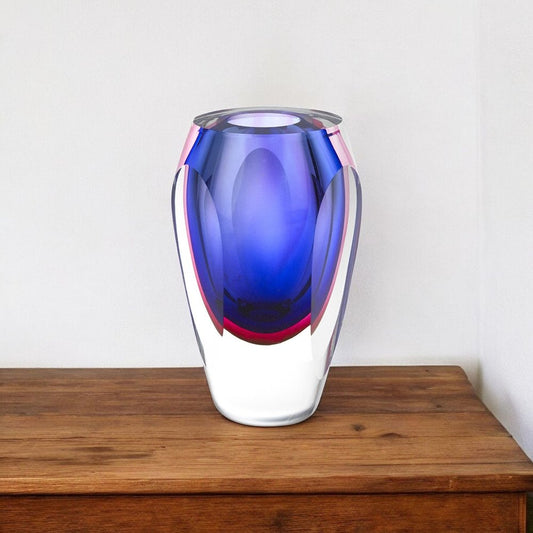 6" Clear And Purple Crystal Glass Table Vase