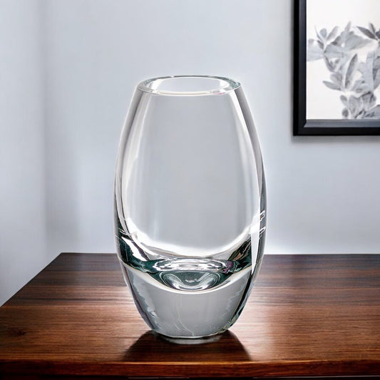 9" Clear Oval Lead Free Crystal Table Vase