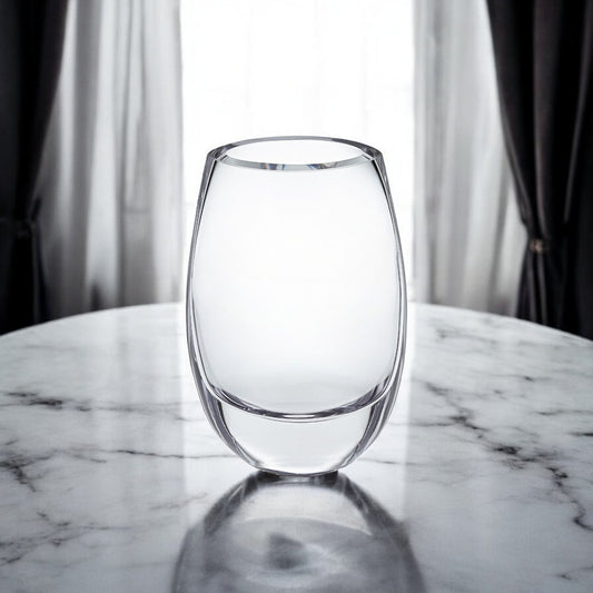 8" Clear Oval Crystal Glass Table Vase
