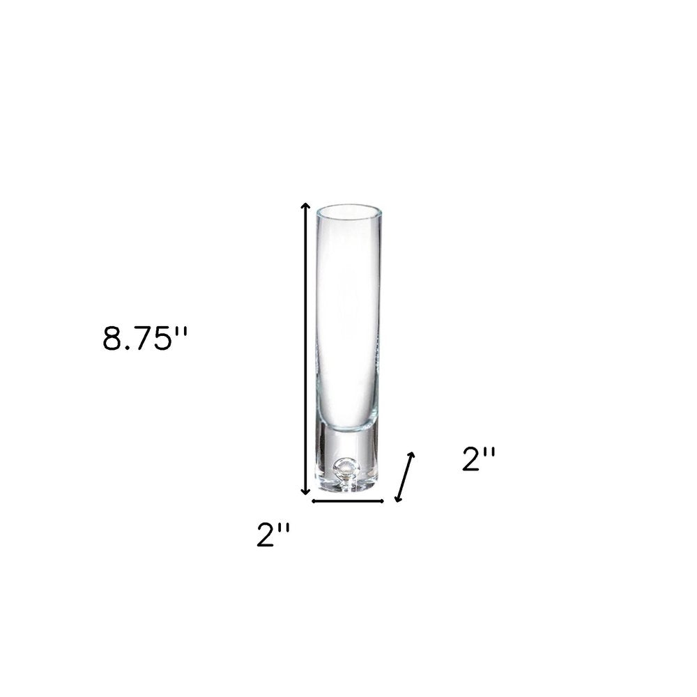 9" Clear Cylindrical Lead Free Crystal Bud Table Vase
