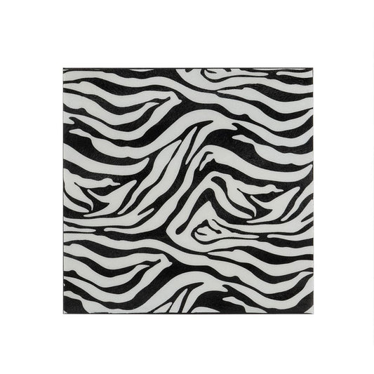 20" Black And White Zebra Iron And Resin Square Hanging Wall Tile