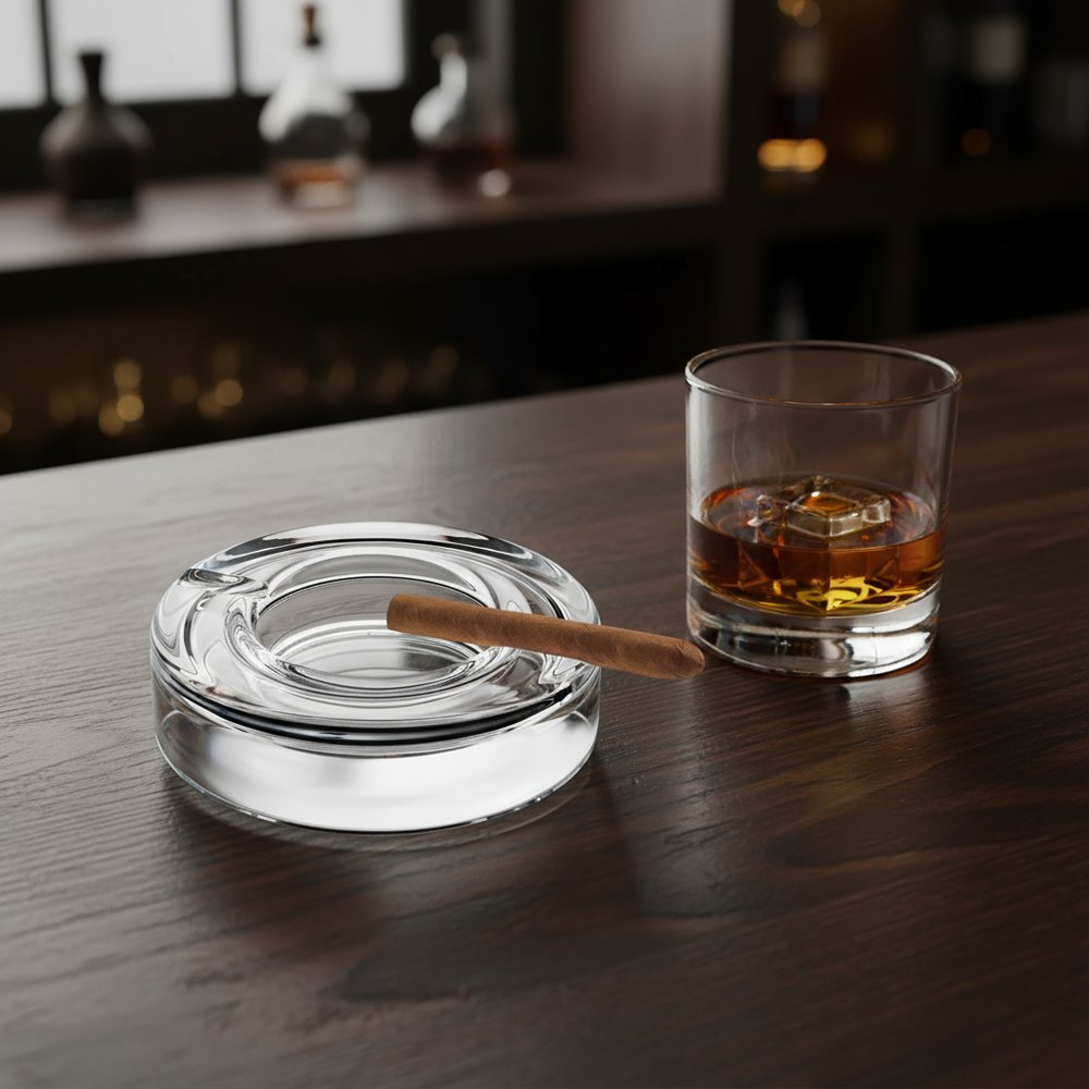 Mouth Blown European Crystal Cigar Ash Tray