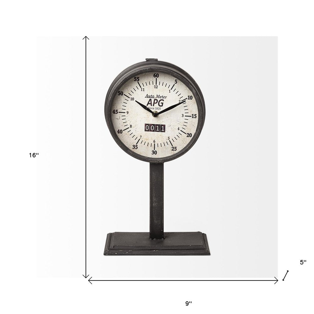 16" Black Metal Table Clock
