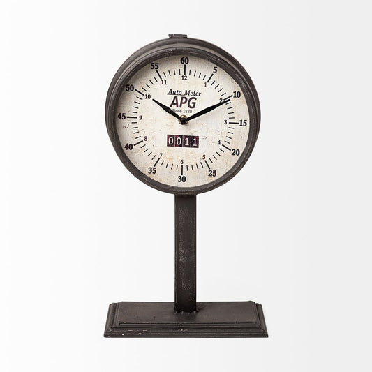 16" Black Metal Table Clock