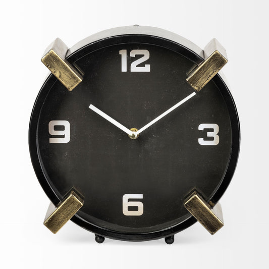 10" Black Stainless Steel Table Clock