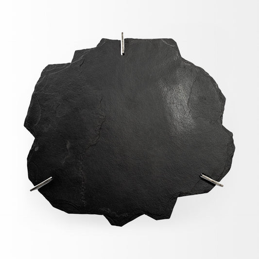 40" Black and Gold Stone and Iron Free Form Distressed Coffee Table