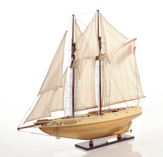 24" Brown Solid Wood Hand Painted Model Boat