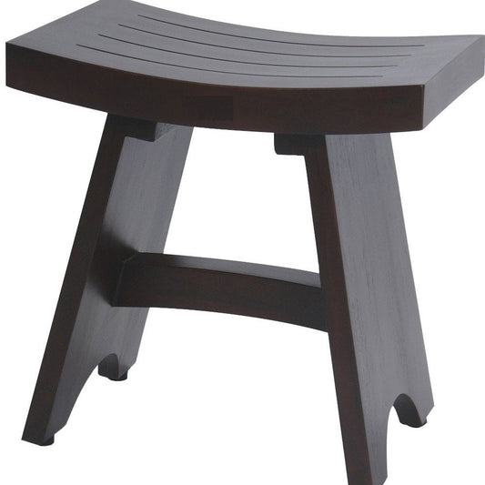 18" Dark Brown Teak Rectangular Shower Bench