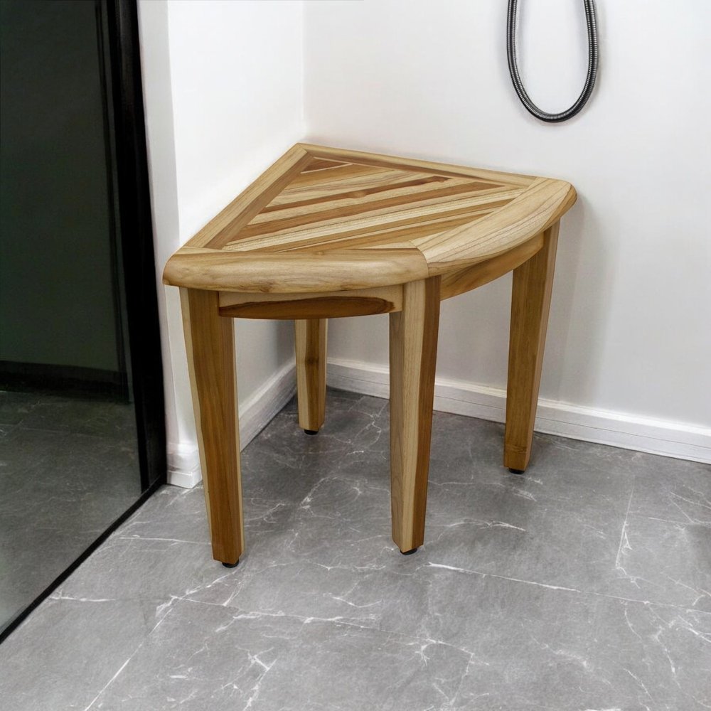 23" Natural Teak Corner Shower Bench