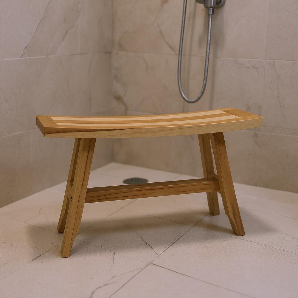 28" Natural Teak Rectangular Shower Bench