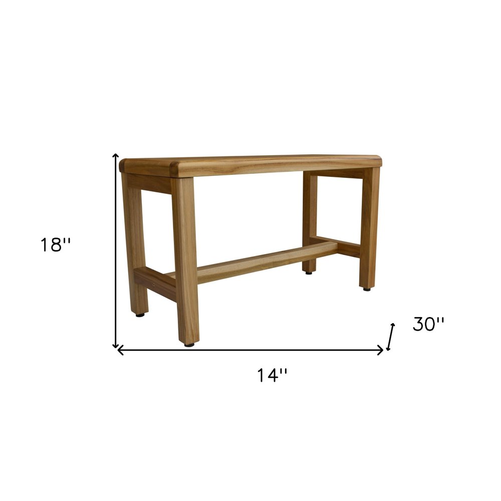 Compact Rectangular Teak Shower Outdoor Bench In Natural Finish