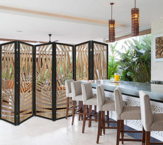 67" Brown Solid Wood Folding Three Panel Screen Room Divider