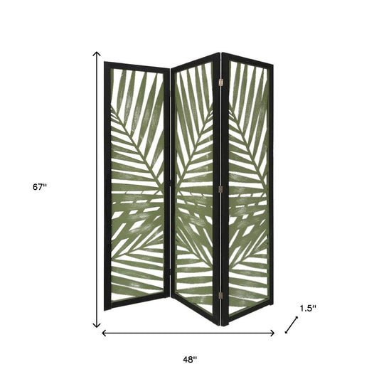 67" Green Solid Wood Panel Screen Room Divider