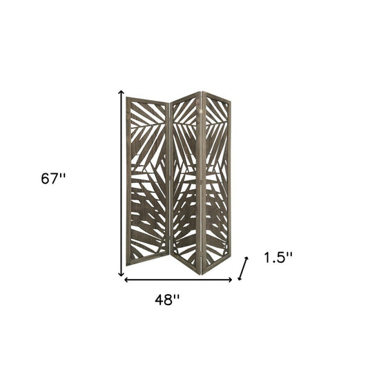 67" Gray Solid Wood Panel Screen Room Divider