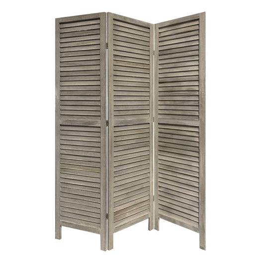 67" Gray Folding Three Panel Screen Room Divider