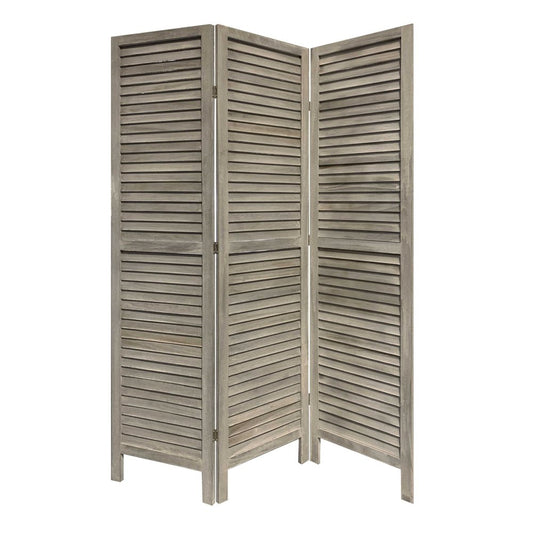 67" Gray Folding Three Panel Screen Room Divider
