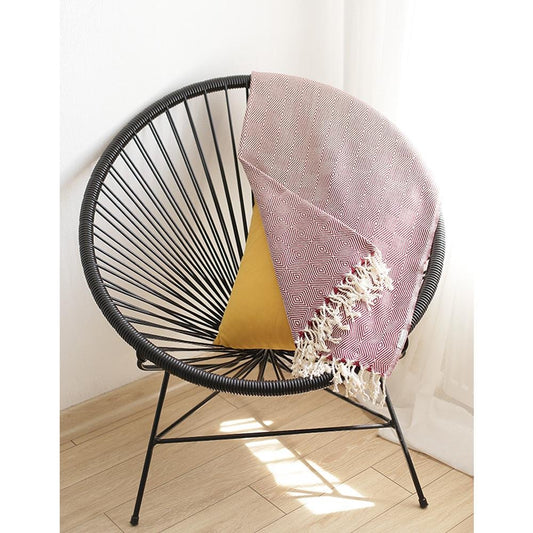 Red And White Geometric Squares Turkish Towel Or Throw Blanket