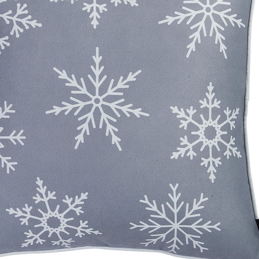 Set of Four 18" Gray Christmas Snowflakes Fabric Throw Pillow Covers