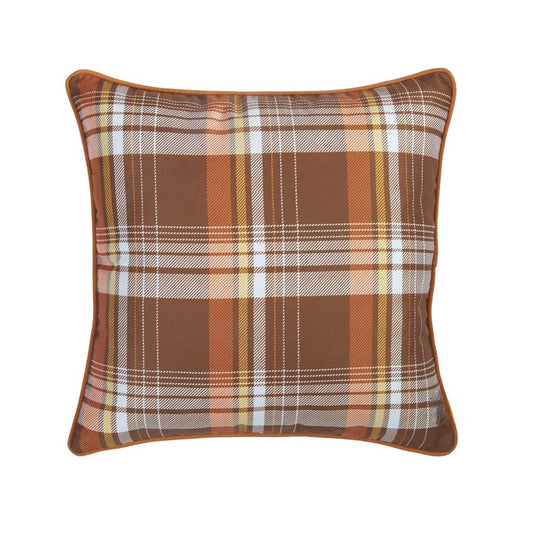Set of Four 18" Brown Orange And White Fabric Throw Pillow Covers